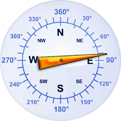 Windrichtung-Analoganzeige (Windrichtung: E)