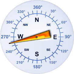 Windrichtung-Analoganzeige (Windrichtung: WSW)